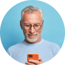 an old uncle is using phone